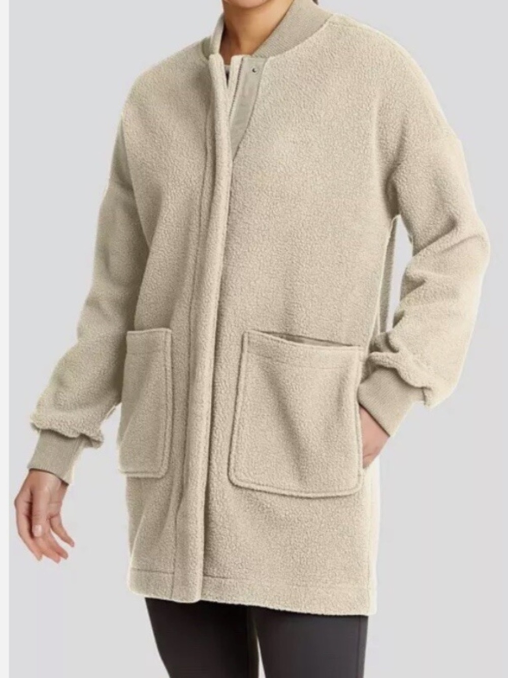 Eddie Bauer Women's Parka Coat Size Large Snap Full Zip Long Sherpa Quest Fleece